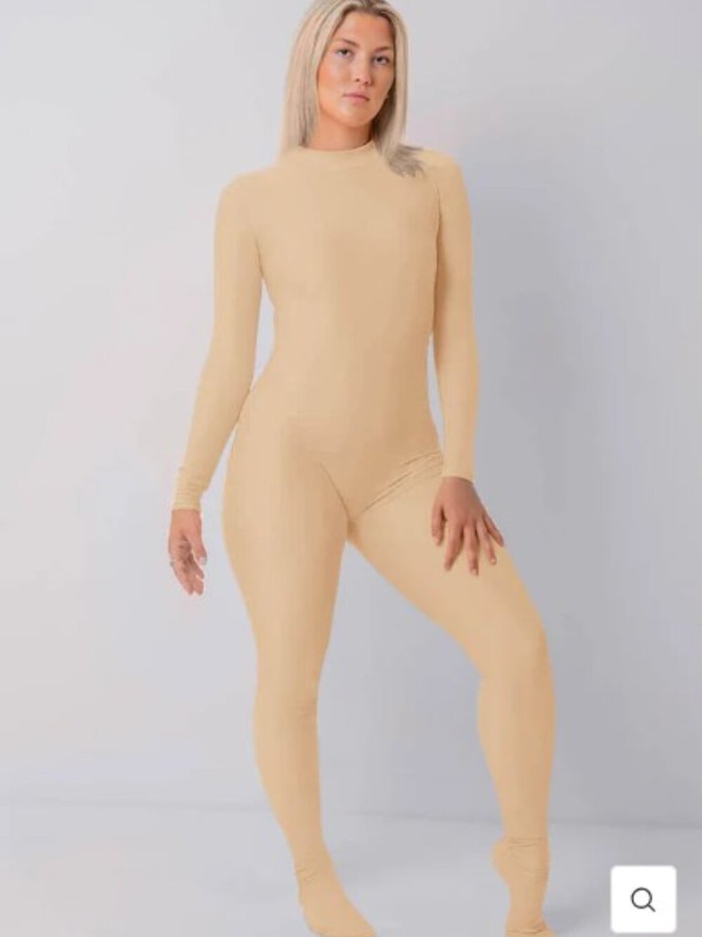 New With Tags Womens Full Bodysuit One Piece Footed Unitard, Nude, Small